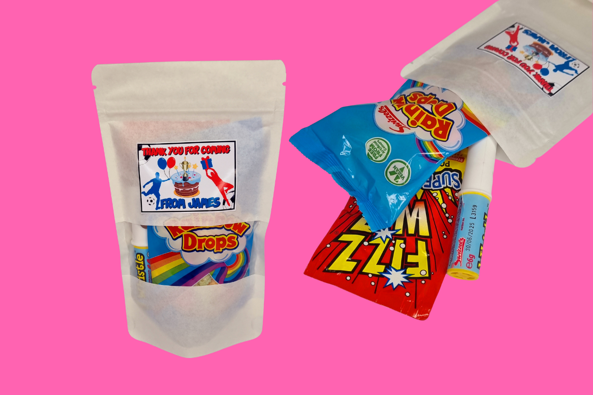 Party Sweet Pouches with wrapped sweets